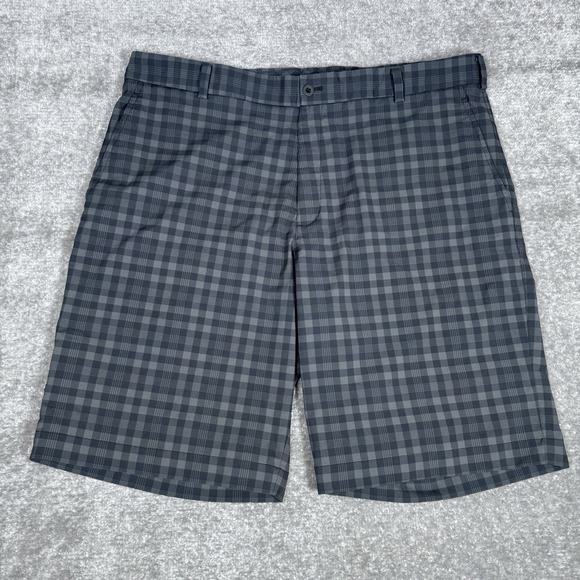 Nike Golf‎ Dri-Fit Shorts Men's 38 Gray Plaid Performance Stretch Tech Outdoor - Picture 1 of 8